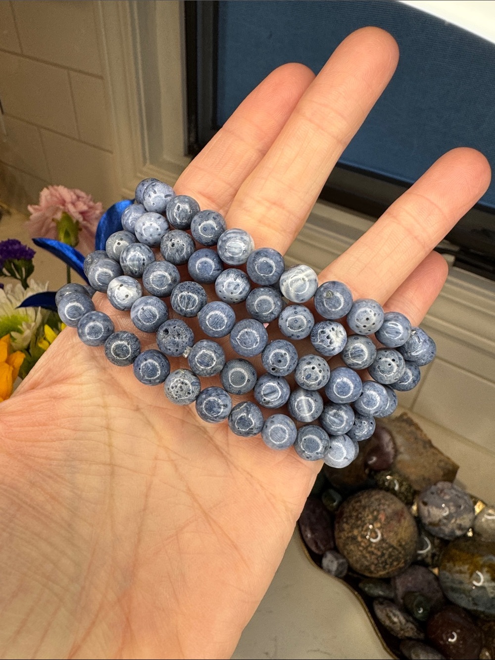 Blue Coral Stretch Bracelet (listing is for one): B1081